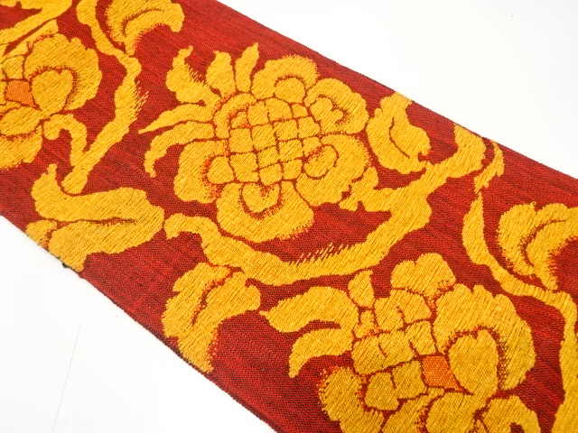 花更紗模様織り出し　名古屋帯